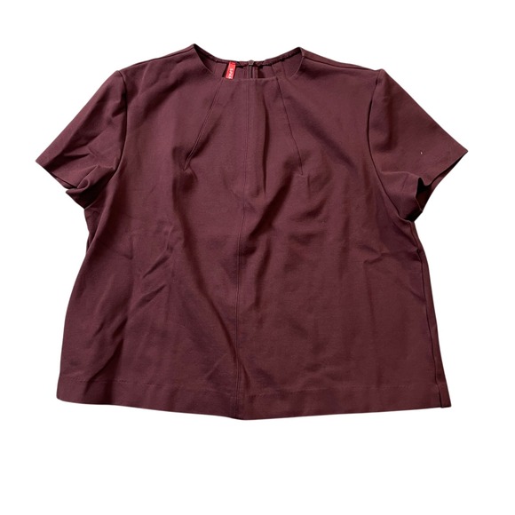 SPANX Tops - Spanx XL Burgundy Short Sleeve Zip Back Rayon‎ Blend Top
